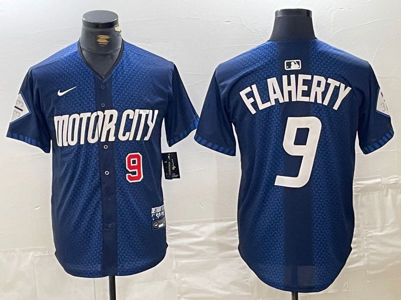 Men Detroit Tigers 9 Flaherty Blue City Edition Nike 2024 MLB Jersey style 3